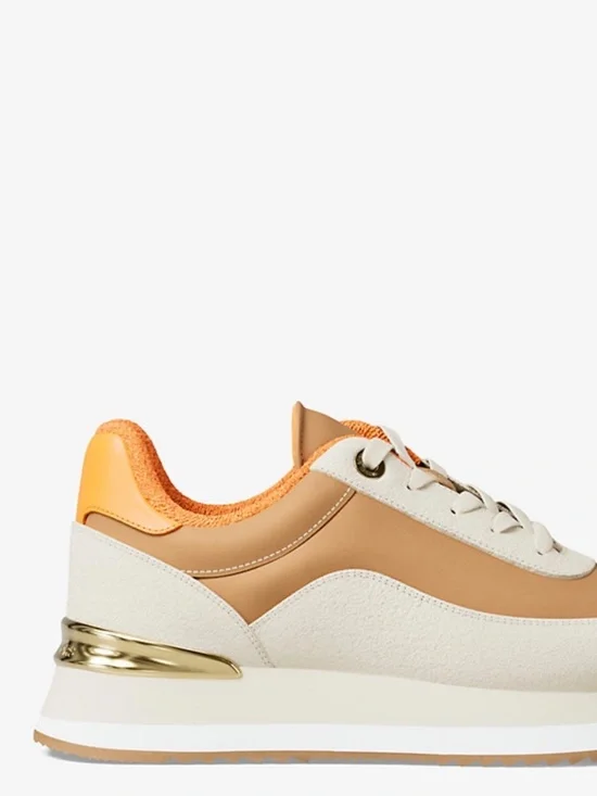 New Michael Kors Hattie Mixed-Media Trainer-Luggage /orange - Picture 2 of 3